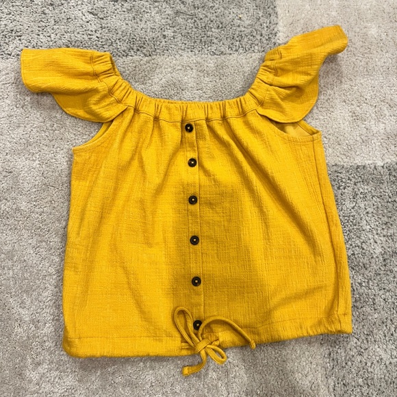 NWOT Madewell Mustard yellow sleeveless crop top button up front and tie waist - Picture 2 of 6